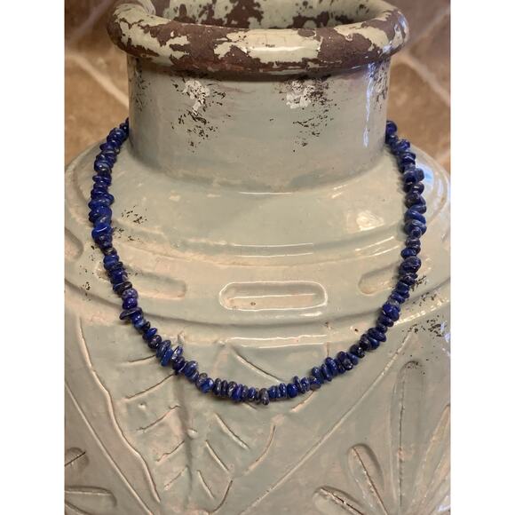 Jay King Necklace Sterling Silver and Lapis Chips by DTR - Picture 2 of 7